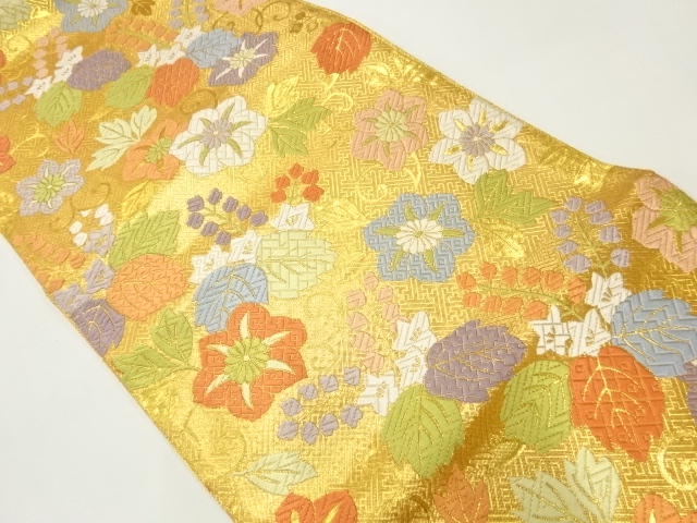 JAPANESE FUKURO OBI / SAGANISHIKI / KARA-ORI / WOVEN FLOWER ARABESQUE
